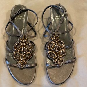 Stuart Weitzman bronze ankle strap sandals 6.5N